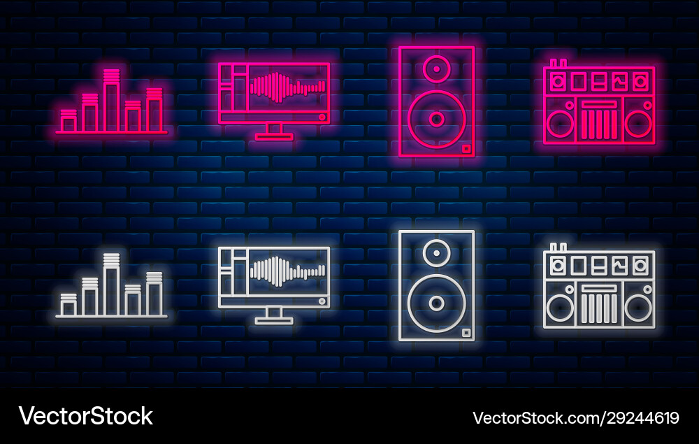 Set line sound or audio recorder on monitor Set line sound or audio recorder on monitor vector image