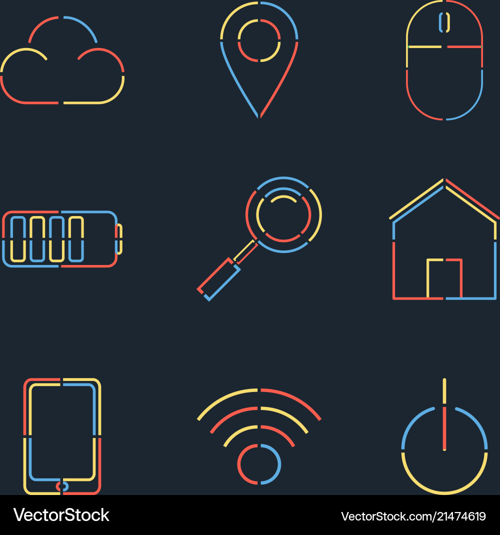 Set of creative linear web flat style Set of creative linear web flat style vector image