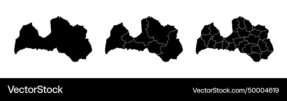 Set of isolated latvia maps with regions Vector Image