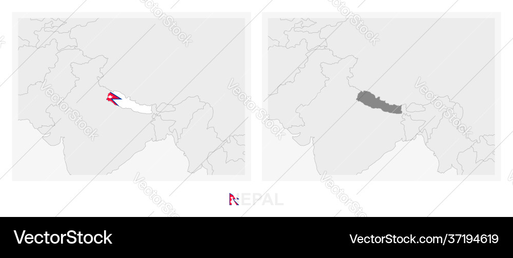 Two versions map nepal with flag Two versions map nepal with flag Vector Image