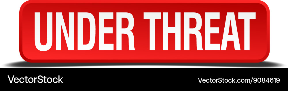 Under threat red 3d square button isolated vector image