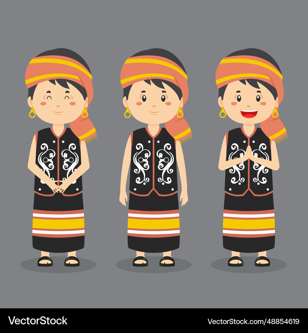 West kalimantan character with various expression vector image