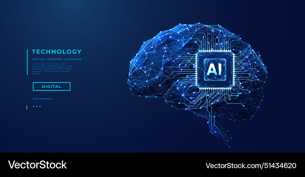 AI Brain Circuit Digital Network Vector Image