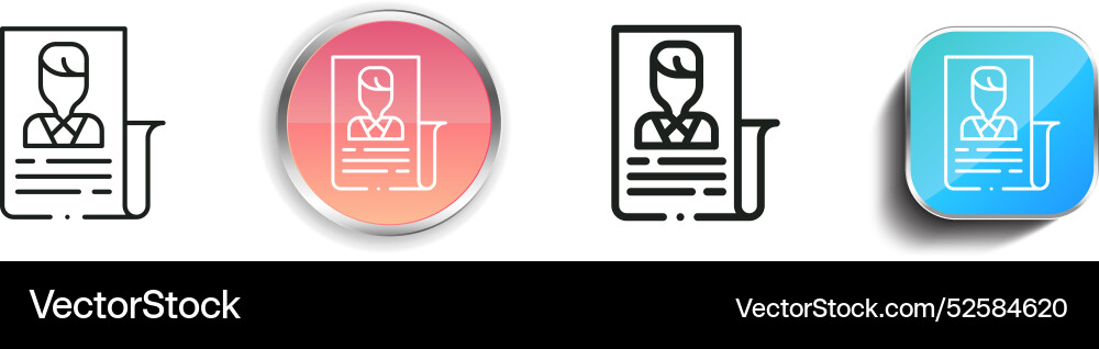 Candidate icon thin linear regular and button vector image