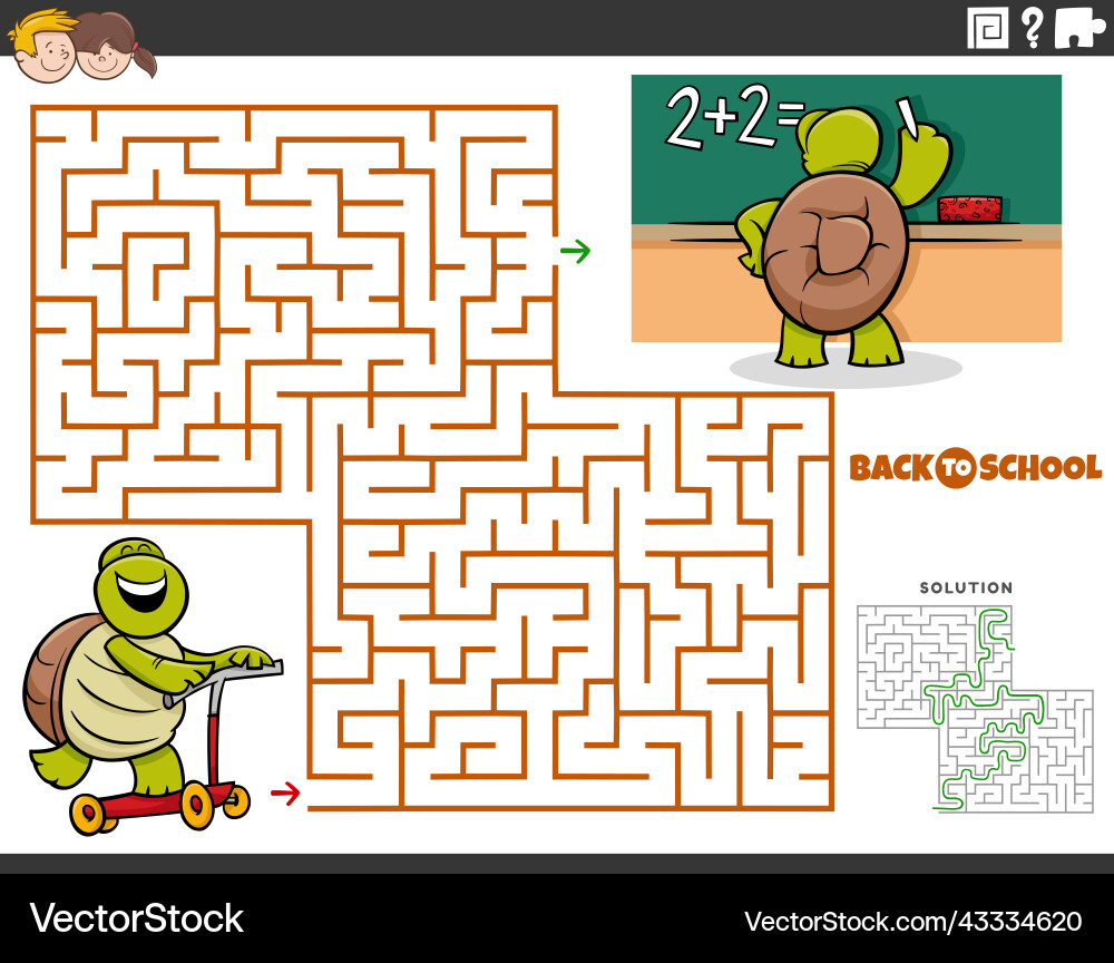 Cartoon Turtle Maze Game Royalty Free Vector Image