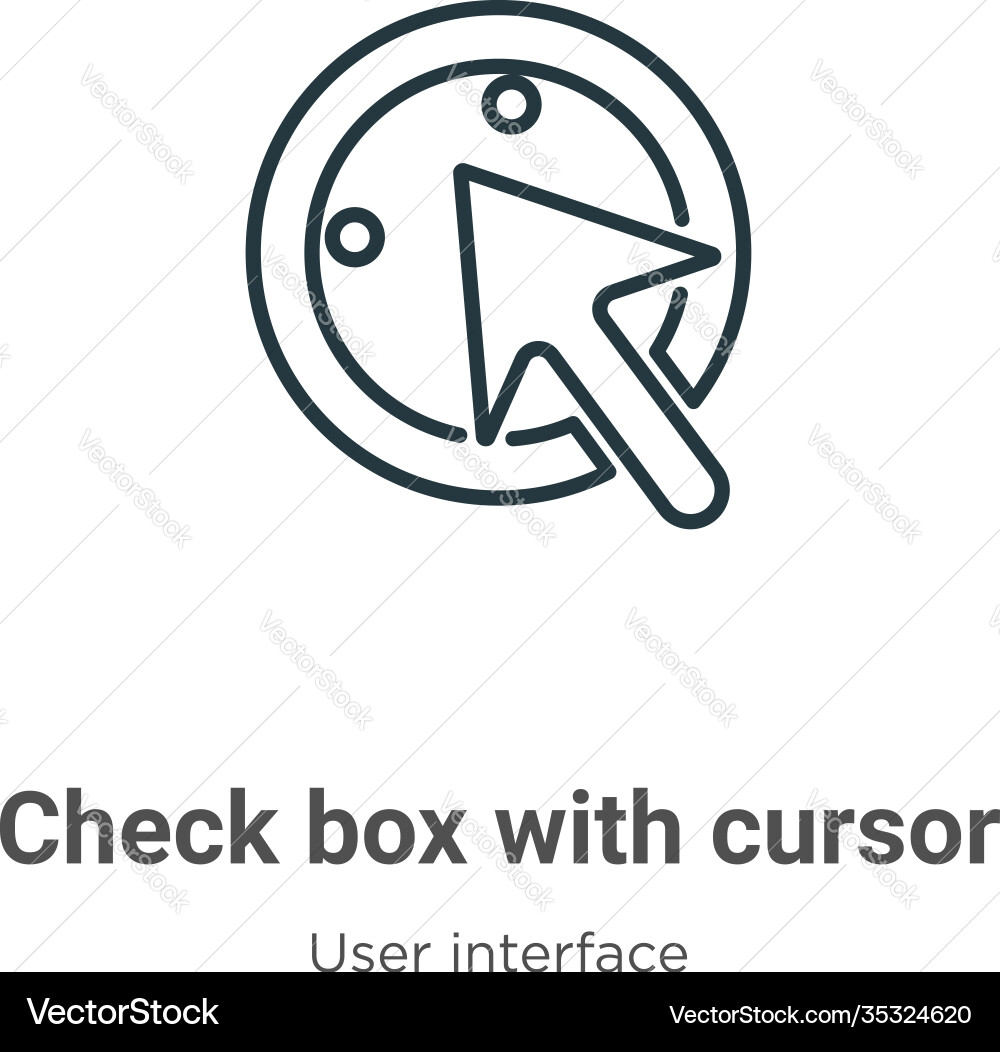 Check box with cursor outline icon thin line Check box with cursor outline icon thin line Vector Image