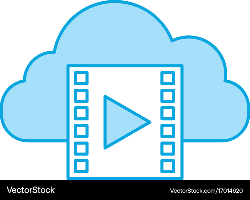 Cloud computing with tape media player isolated Vector Image