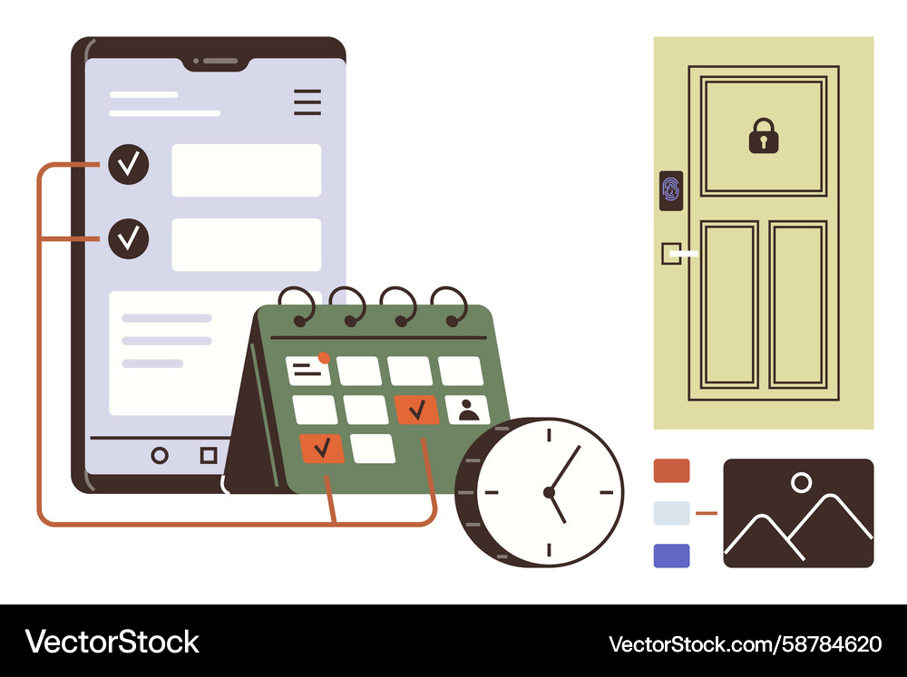 Digital scheduling with mobile app calendar Vector Image
