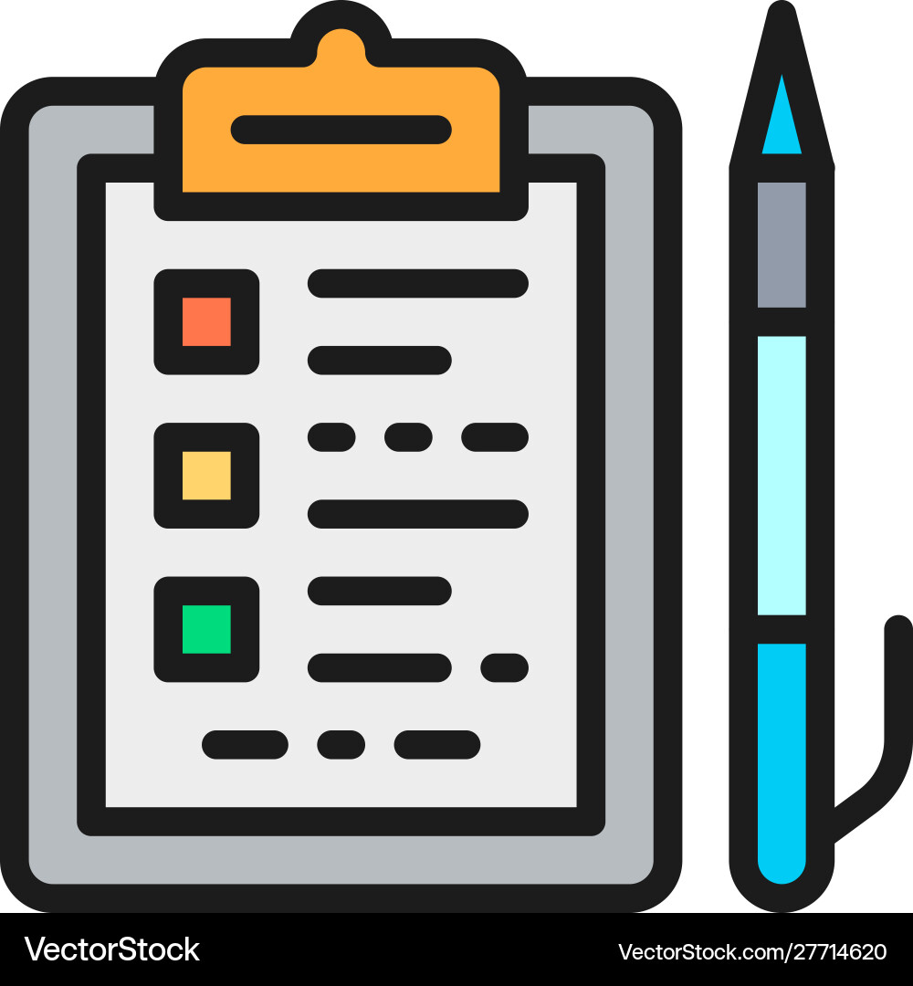 Folder tablet with documents and pen flat color Vector Image