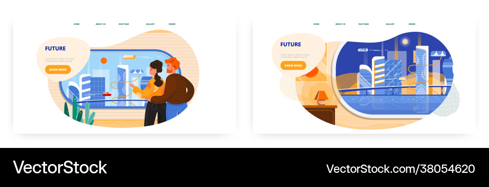 Future architecture landing page design vector image
