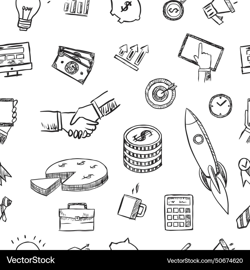 Hand gezeichnete Business-Icon-Elemente nahtloses Muster Hand gezeichnete Business-Icon-Elemente nahtloses Muster vektorbild