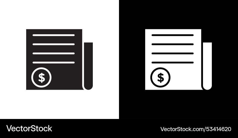 Invoice icon flat thin line Royalty Free Vector Image