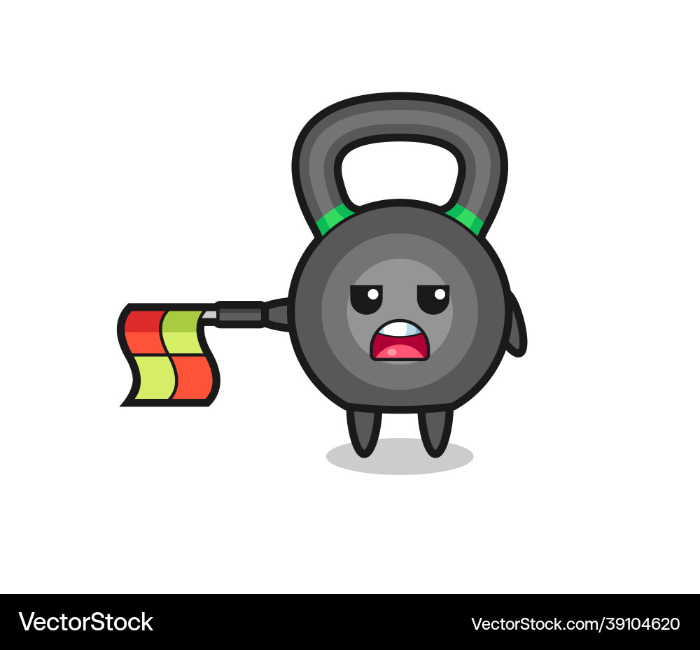 Kettleball character as line judge hold the flag vector image