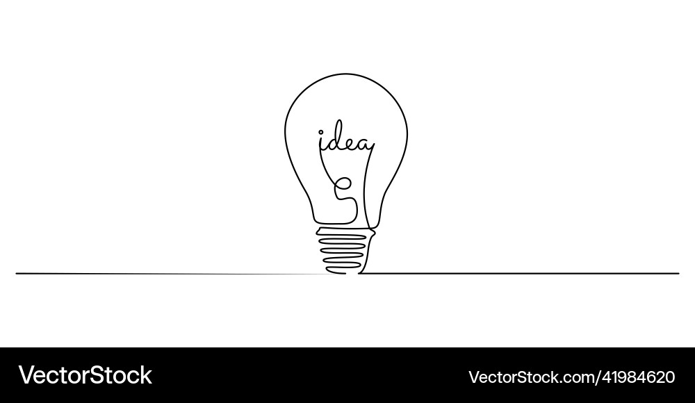 Light bulb with idea in one continuous line Light bulb with idea in one continuous line vector image