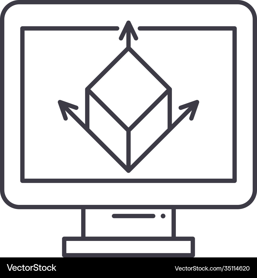 Modelling icon linear isolated thin Modelling icon linear isolated thin vector image