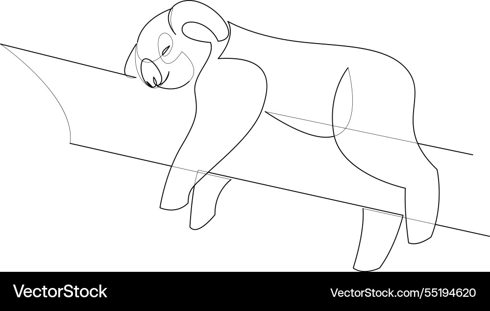 One line drawing of koala resting on a tree Vector Image