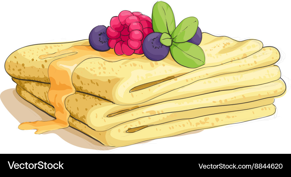 Pancake stack with berries Vector Image
