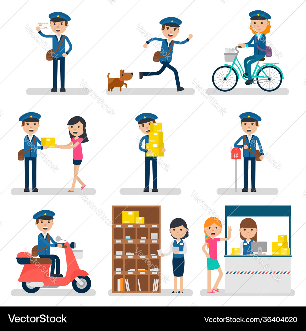 Postman character collection Vector Image