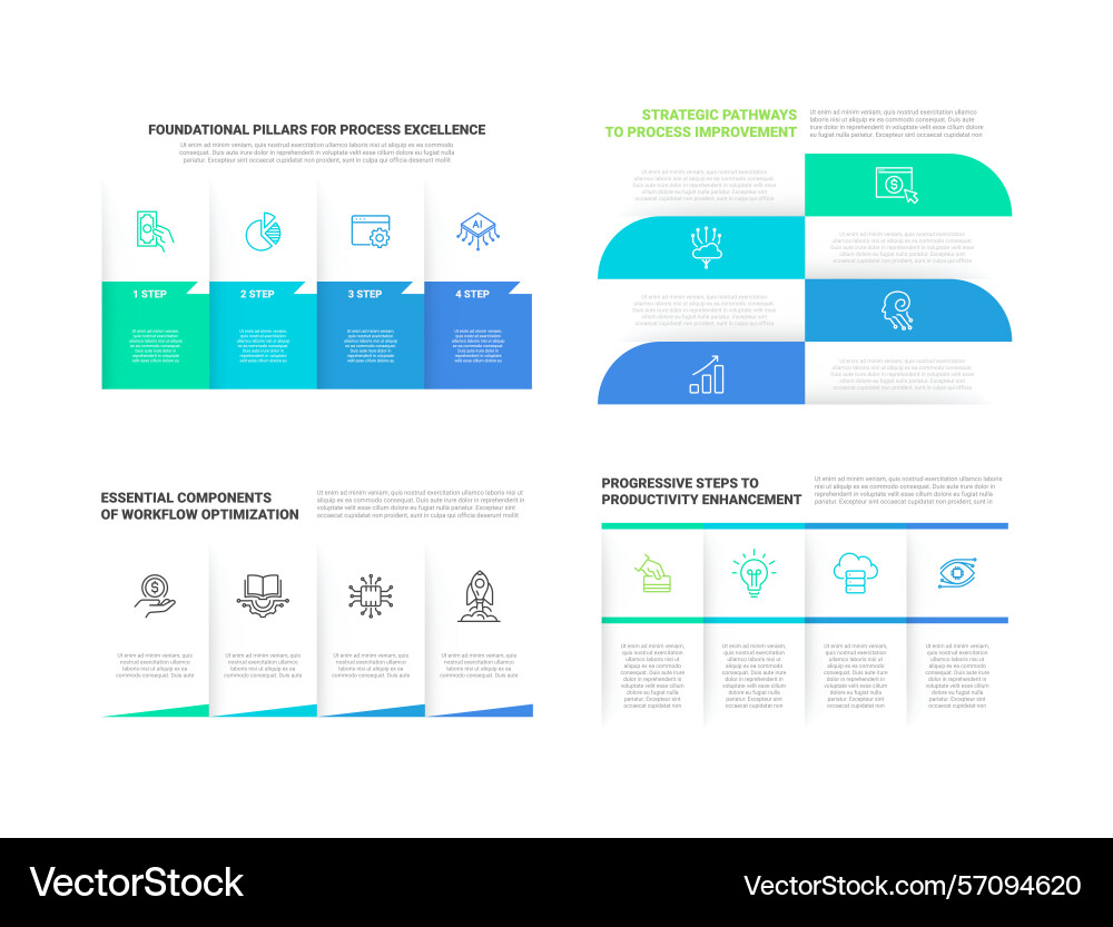 Productivity workflow optimization steps Productivity workflow optimization steps vector image