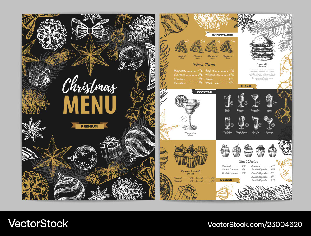 Restaurant christmas holiday menu design Restaurant christmas holiday menu design vector image
