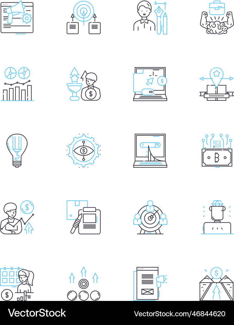 Risk management linear icons set mitigation Vector Image