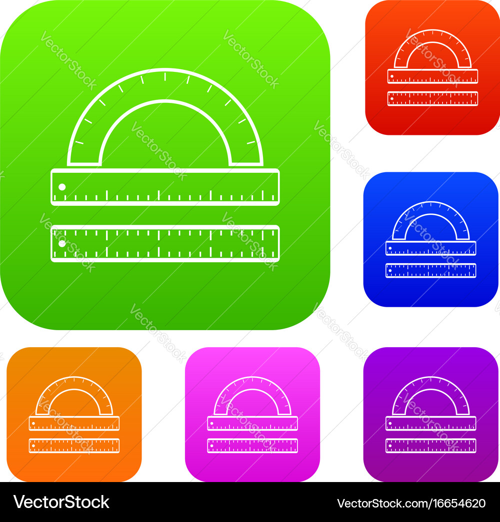 Ruler and protractor set collection Vector Image