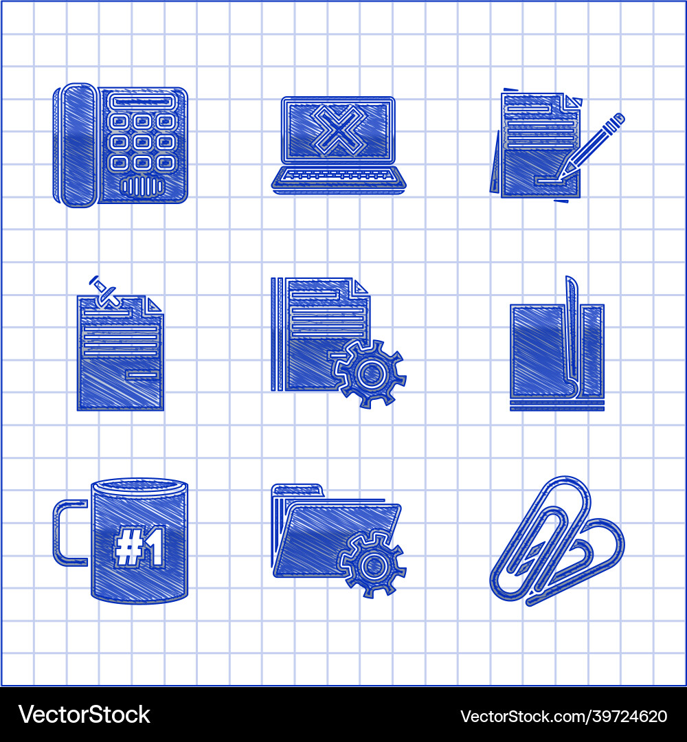 Set document settings with gears folder paper Set document settings with gears folder paper vector image