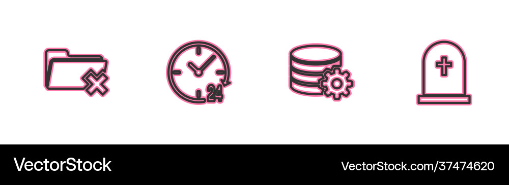 Set line delete folder setting database server Set line delete folder setting database server vector image
