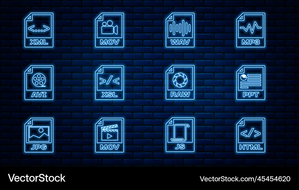 Set line html file document ppt wav xsl avi Set line html file document ppt wav xsl avi Vector Image