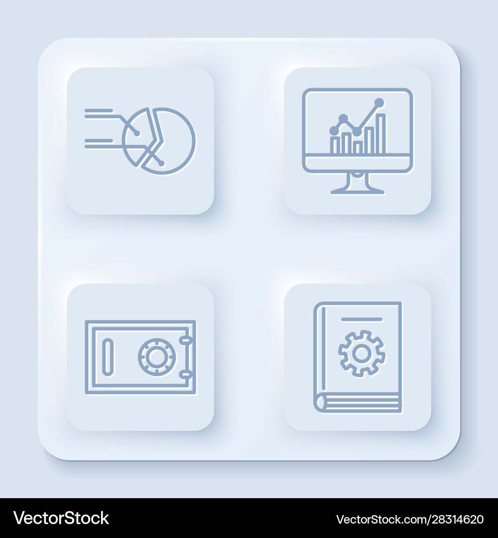 Set line pie chart infographic computer monitor Set line pie chart infographic computer monitor vector image