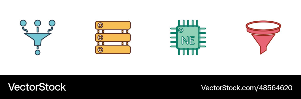 Set Trichter oder Filterserver Datenprozessor cpu Set Trichter oder Filterserver Datenprozessor cpu Vektorbild