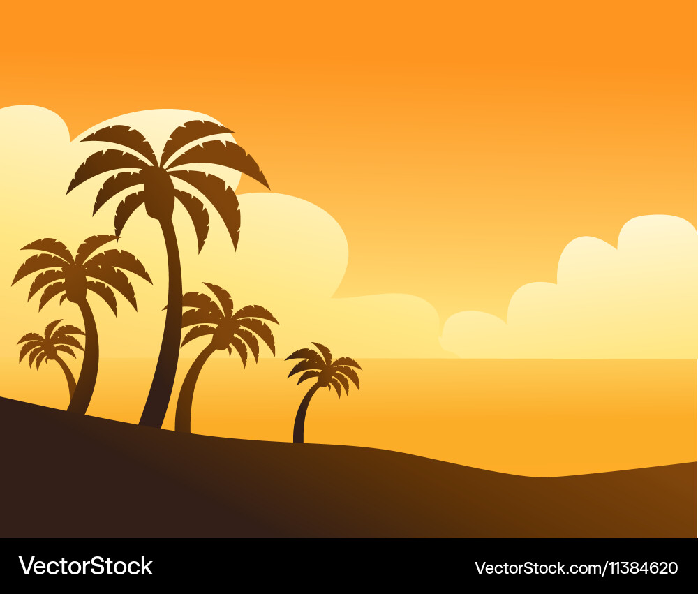 Summer color background with palm trees vector image