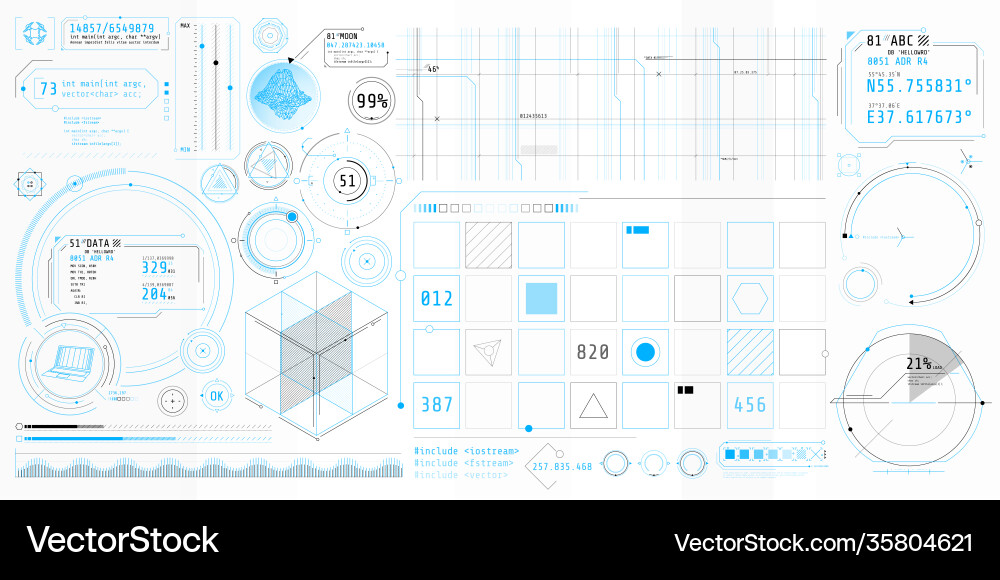 A set thin elements on topic data A set thin elements on topic data vector image