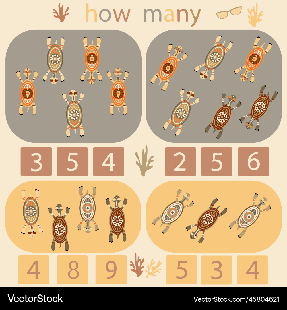 Count how many turtles are in the picture Count how many turtles are in the picture vector image