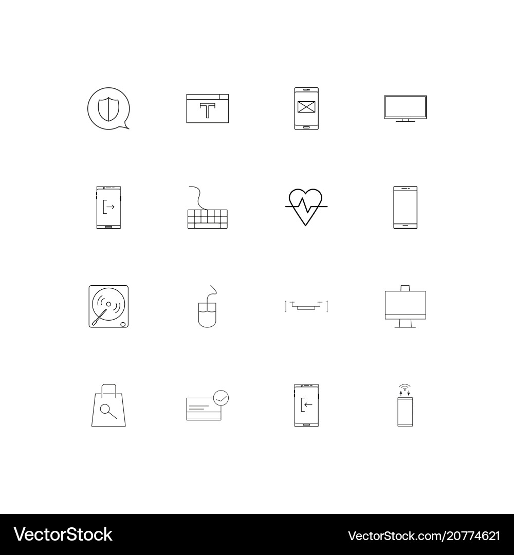 Devices linear thin icons set outlined simple vector image