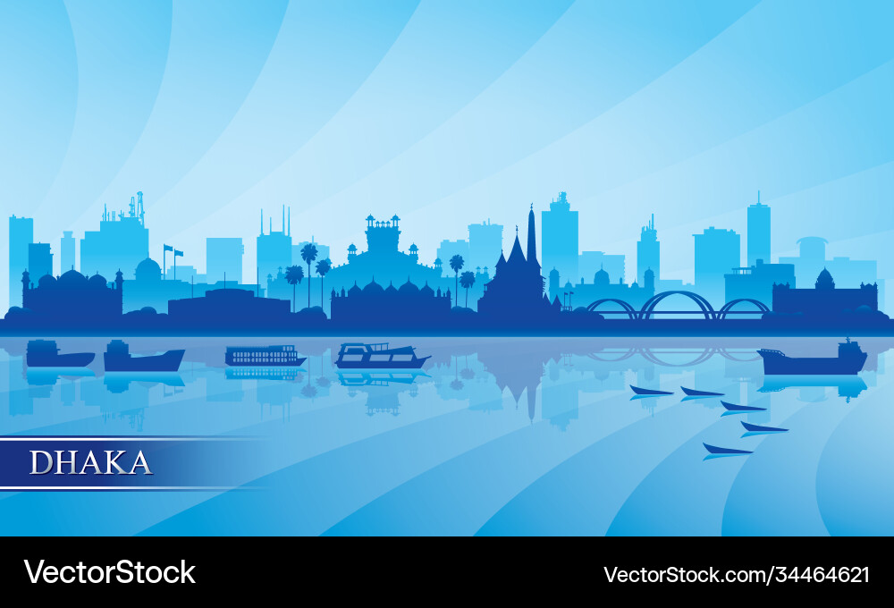 Dhaka City Skyline Silhouette Vector Image