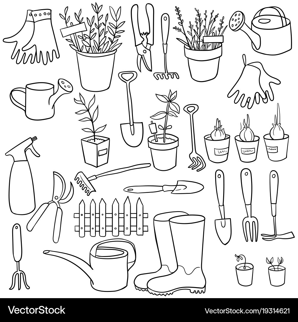 Gardening Doodle Collection Vector Image