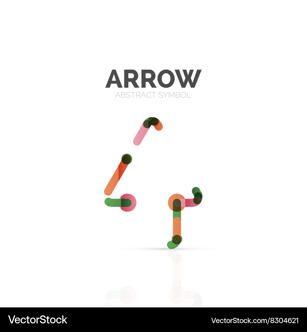 Linear arrow abstract logo connected multicolored vector image