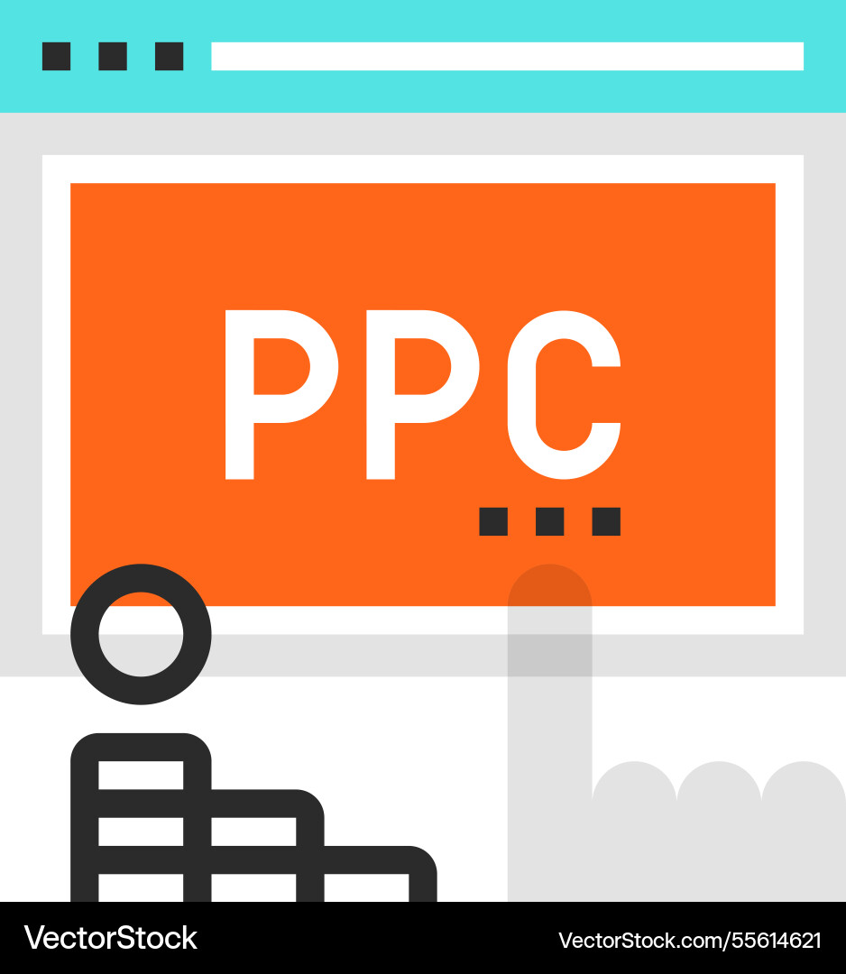 Pay per click flat line web icon concept Pay per click flat line web icon concept vector image