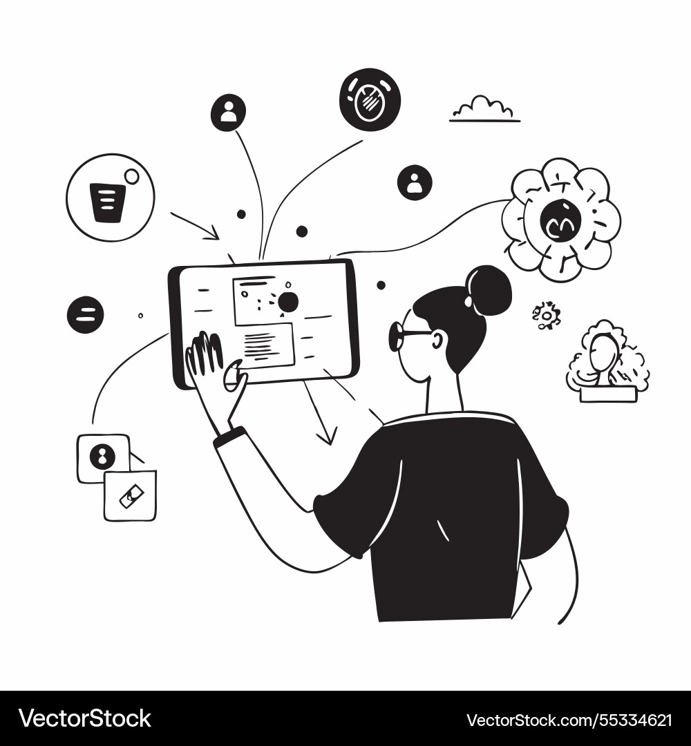 Person with smart home automation app and tech vector image