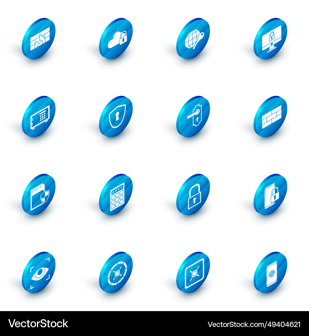 Set cloud computing lock globe key Vector Image