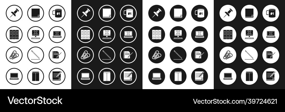 Set coffee cup flat computer with keyboard and x Set coffee cup flat computer with keyboard and x vector image