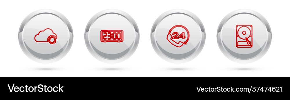 Set line cloud sync refresh digital alarm clock Set line cloud sync refresh digital alarm clock vector image