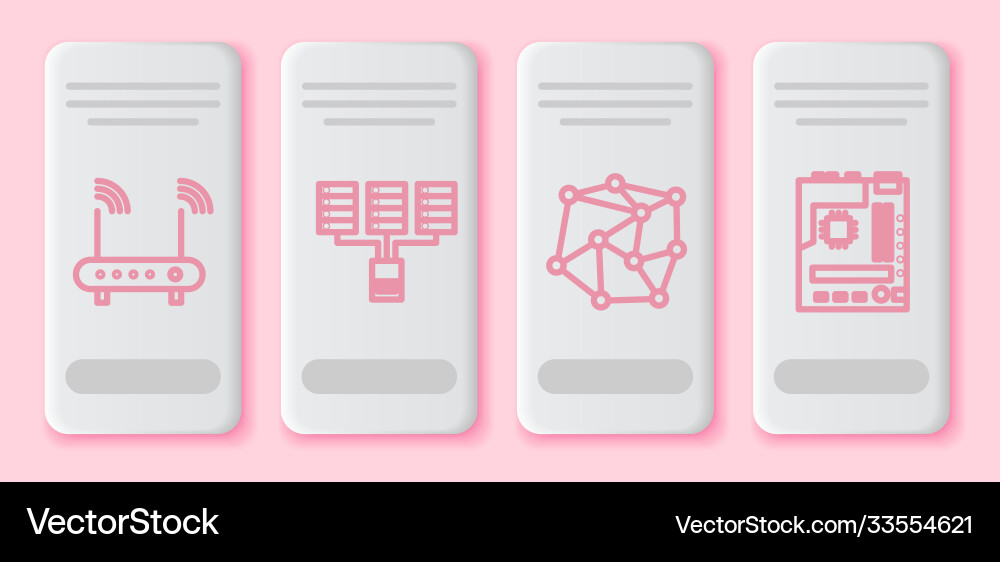Set line router and wi-fi signal server data Set line router and wi-fi signal server data vector image