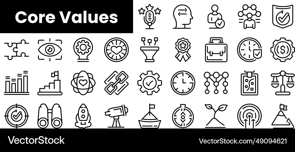 Set of outline core values icons Vector Image