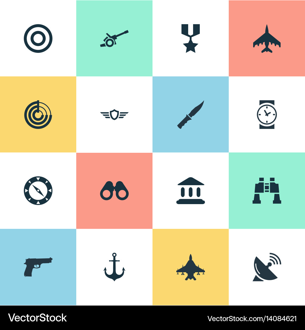 Set of simple army icons vector image