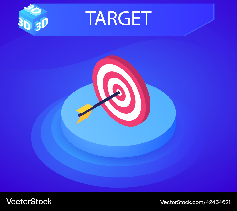 Target isometric design icon web 3d colorful Target isometric design icon web 3d colorful vector image