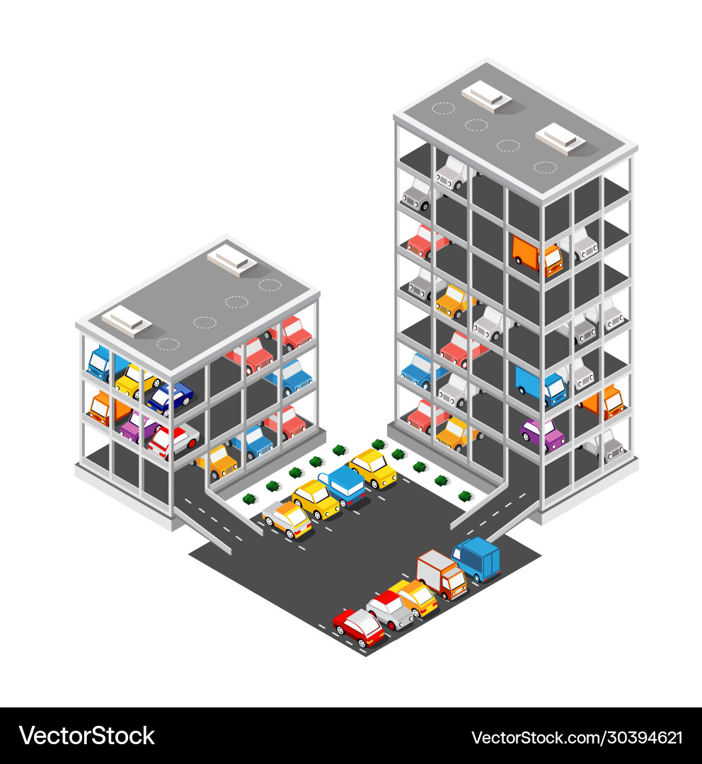 Traffic transport city multi-story parking carpark Traffic transport city multi-story parking carpark vector image