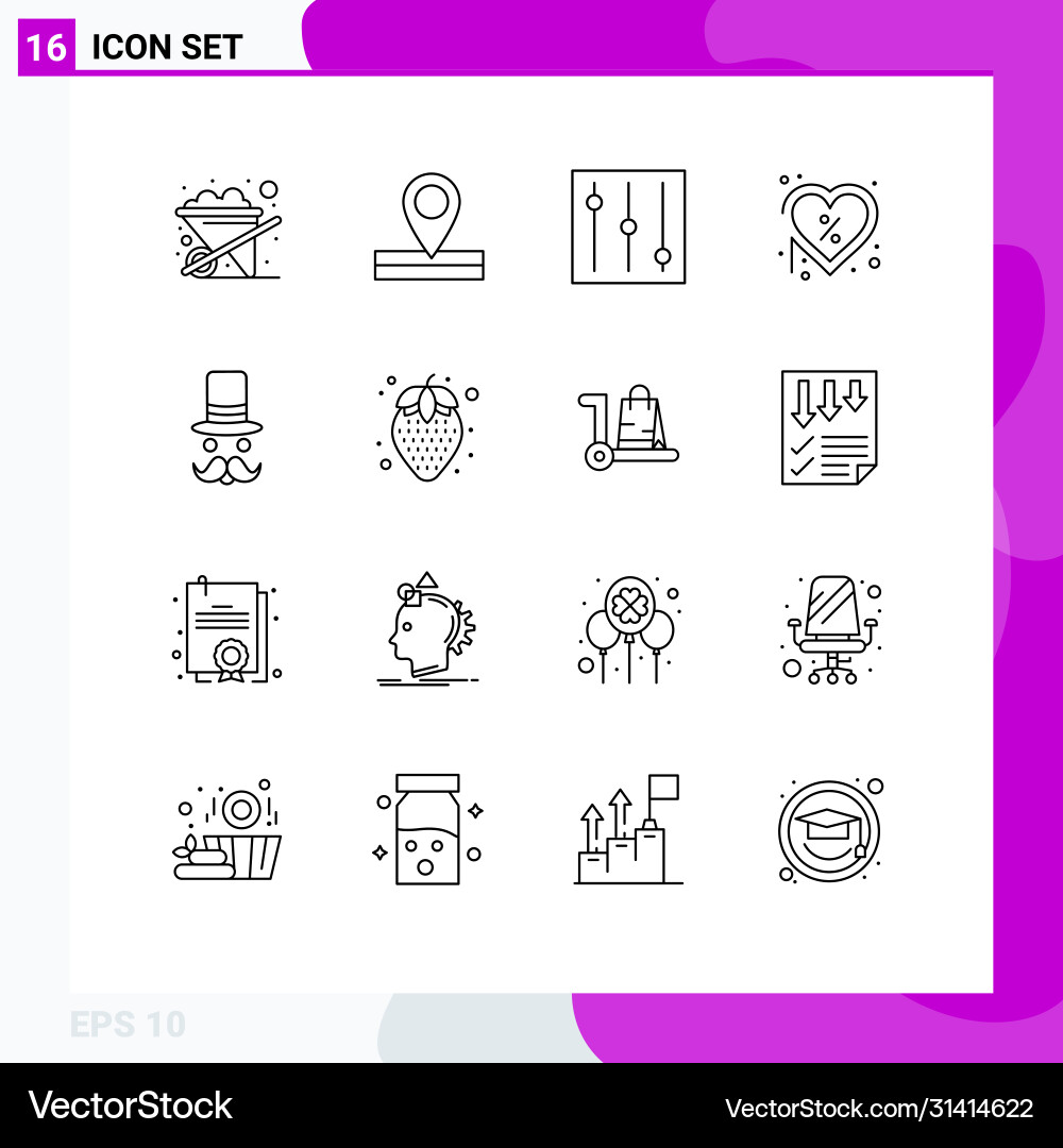 16 universal outlines set for web and mobile Vector Image