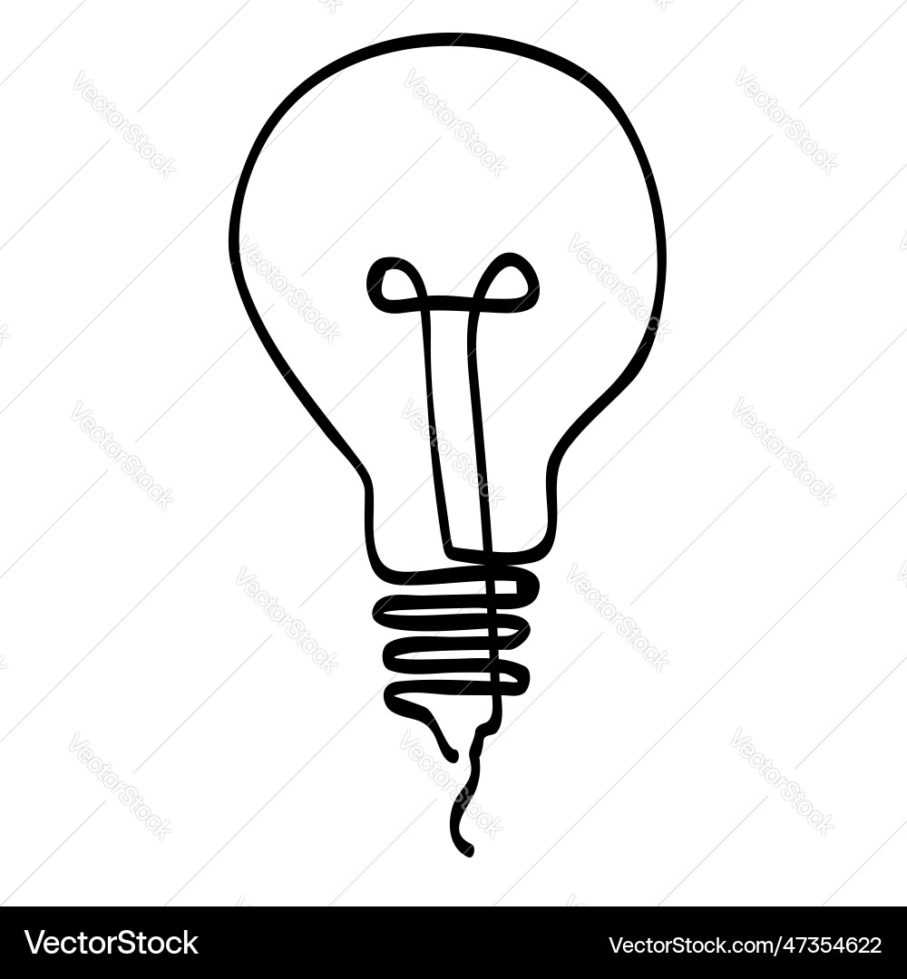 Bulb idea single or continuous line vector image
